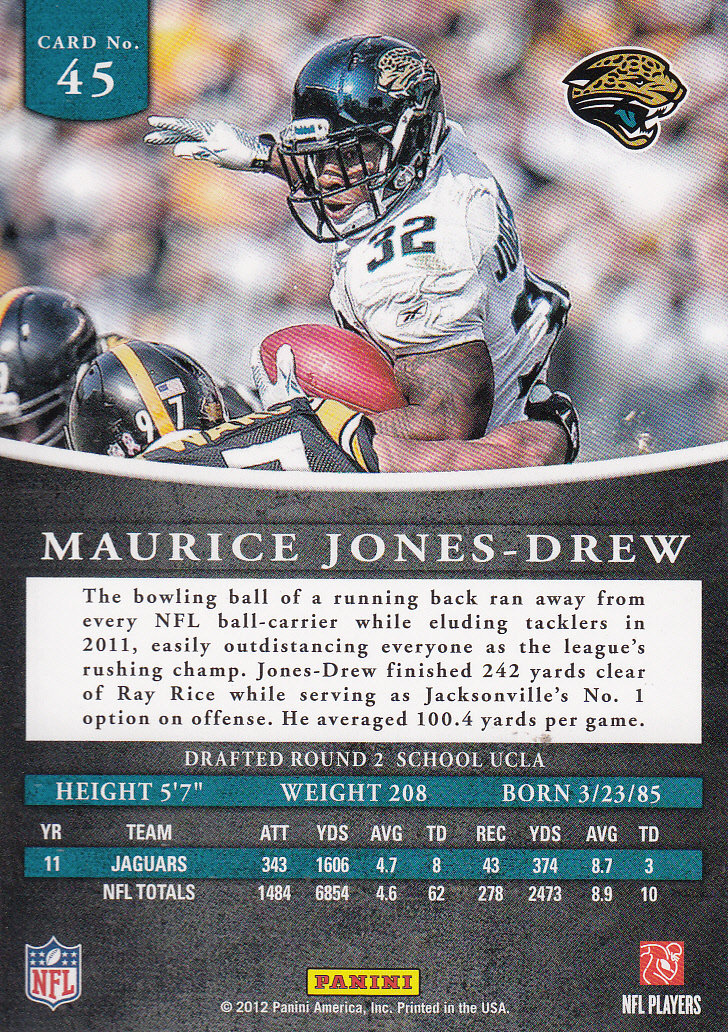 2012 Panini Prominence #45A Maurice Jones-Drew P back image