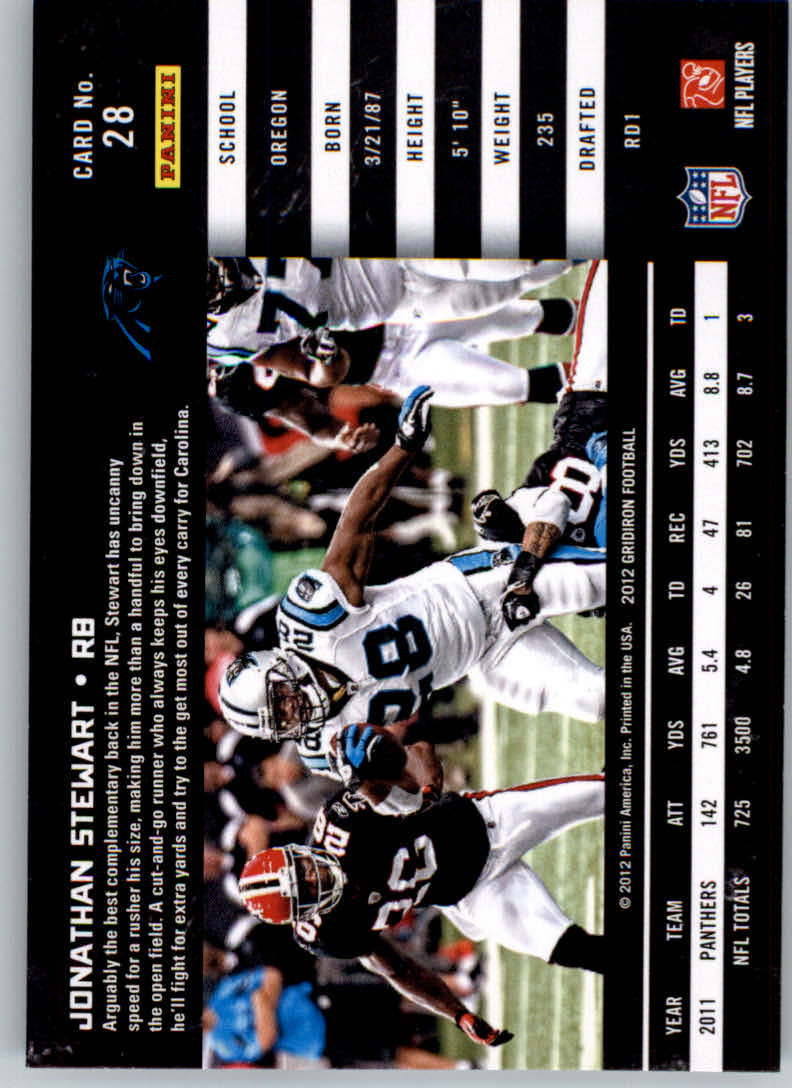 2012 Gridiron #28 Jonathan Stewart back image