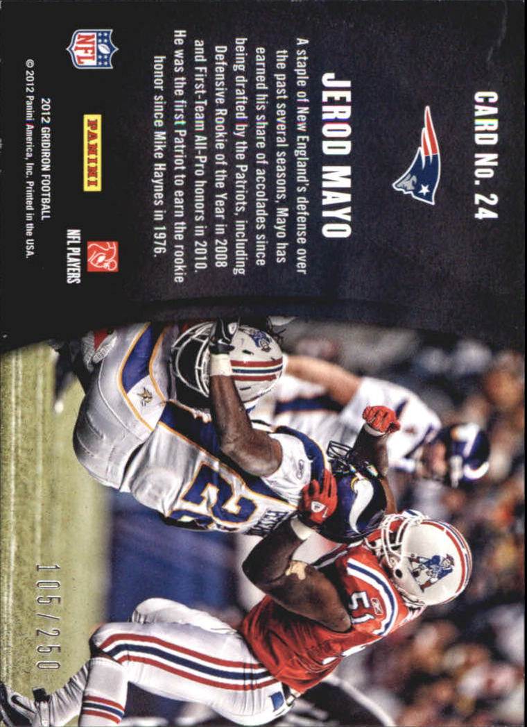 2012 Gridiron Crash Course Silver #24 Jerod Mayo back image