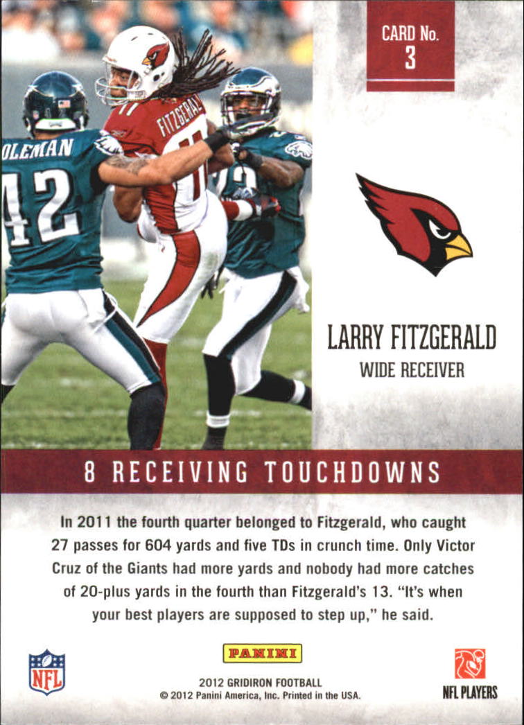 2012 Gridiron Air Command #3 Larry Fitzgerald back image