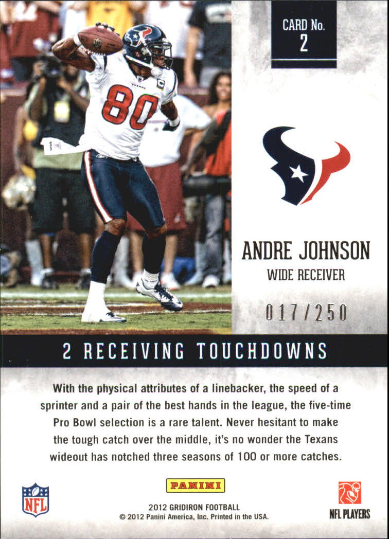 2012 Gridiron Air Command Silver #2 Andre Johnson back image