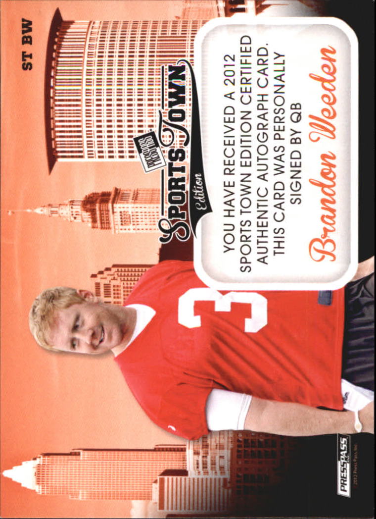 2012 Press Pass SportsTown Silver #STBW1 Brandon Weeden/125 back image