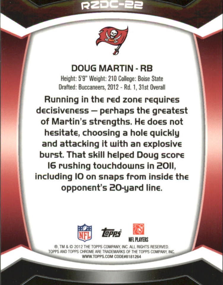 2012 Topps Chrome Red Zone Rookies Refractors #RZDC22 Doug Martin back image