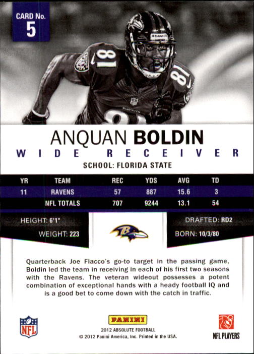 2012 Absolute Retail #5 Anquan Boldin back image