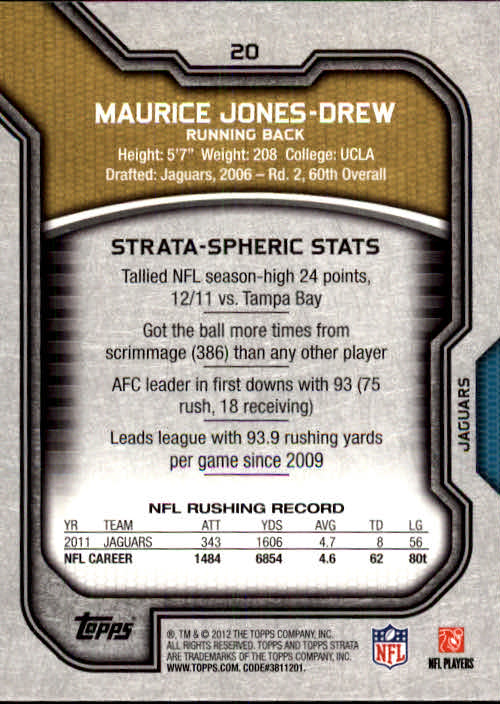 2012 Topps Strata #20 Maurice Jones-Drew back image