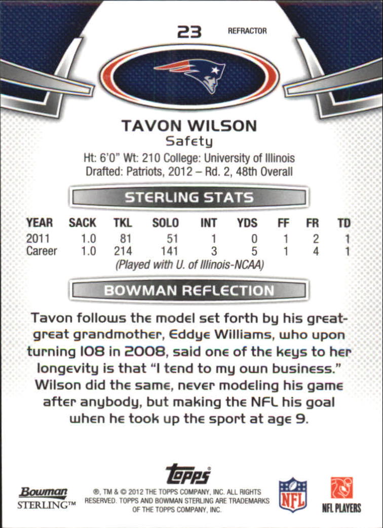 2012 Bowman Sterling Blue Refractors #23 Tavon Wilson