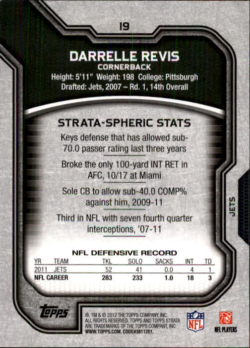 2012 Topps Strata Retail #19 Darrelle Revis back image