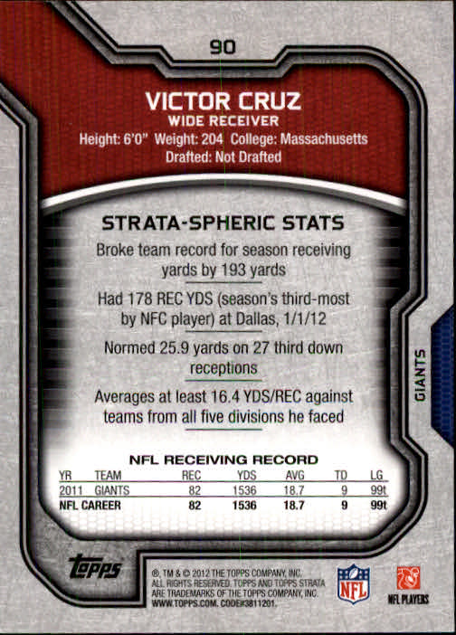 2012 Topps Strata Retail #90 Victor Cruz back image