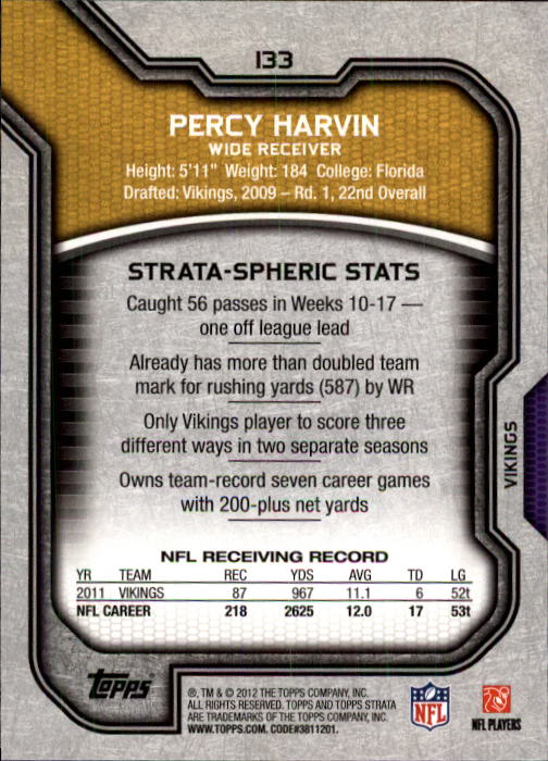 2012 Topps Strata Retail #133 Percy Harvin back image