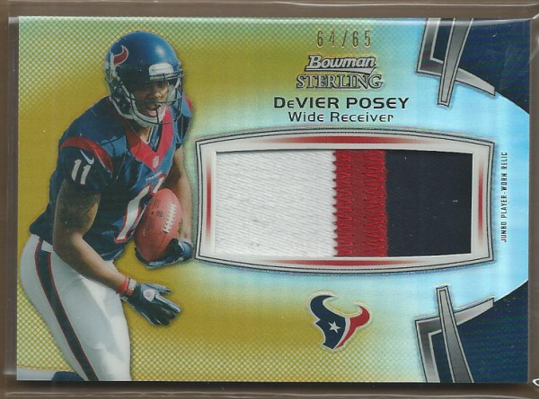 2012 Bowman Sterling Relics Jumbo Gold Refractors #BSJRPDP DeVier Posey