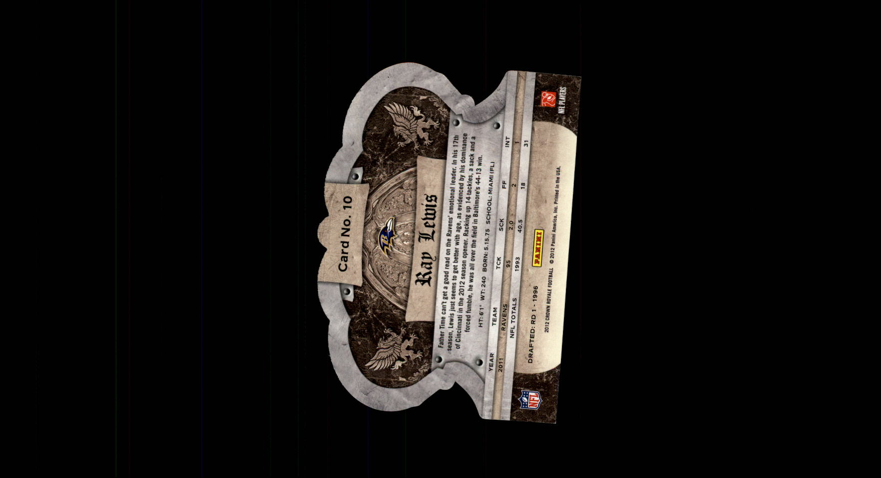 2012 Crown Royale #10 Ray Lewis back image