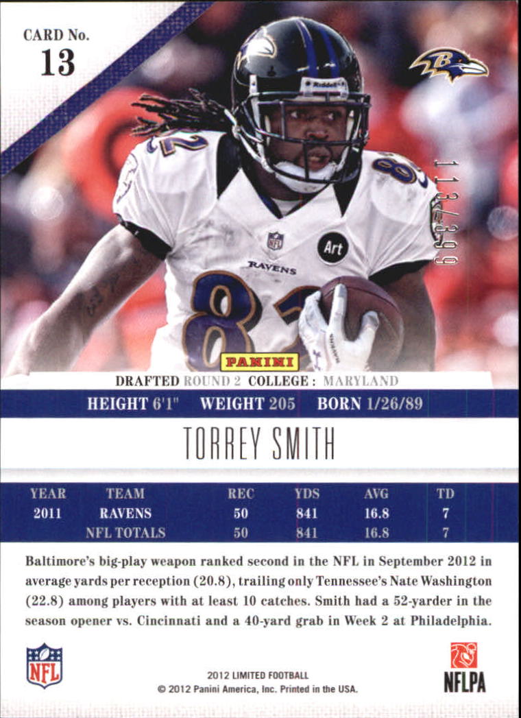 2012 Limited #13 Torrey Smith back image