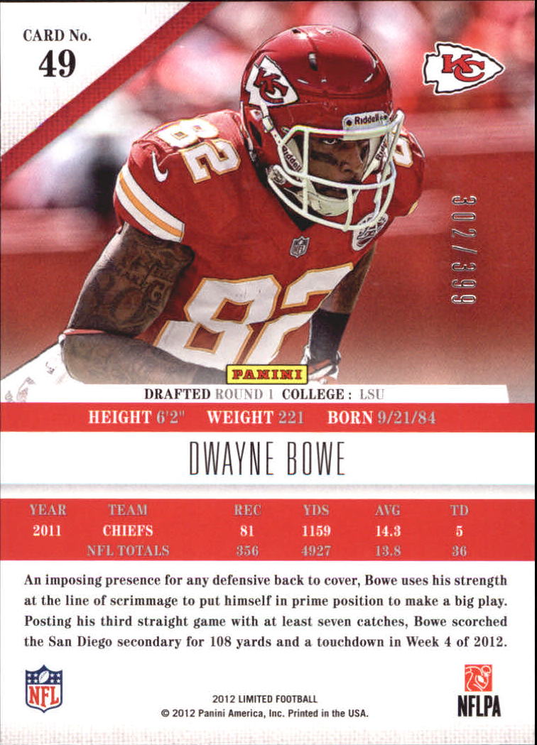 2012 Limited #49 Dwayne Bowe back image