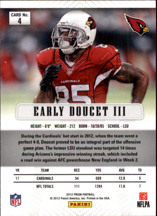 2012 Panini Prizm #4 Early Doucet back image