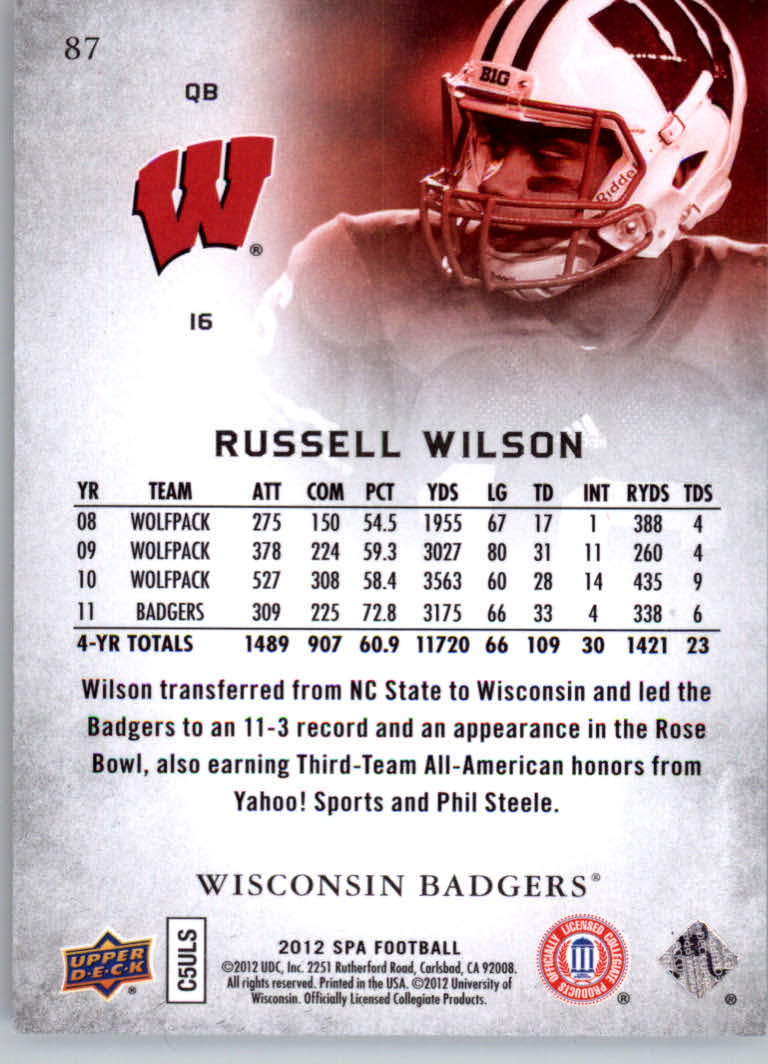 2012 SP Authentic #87 Russell Wilson back image
