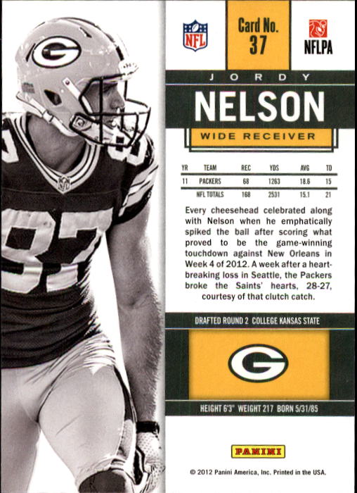 2012 Panini Contenders #37 Jordy Nelson back image