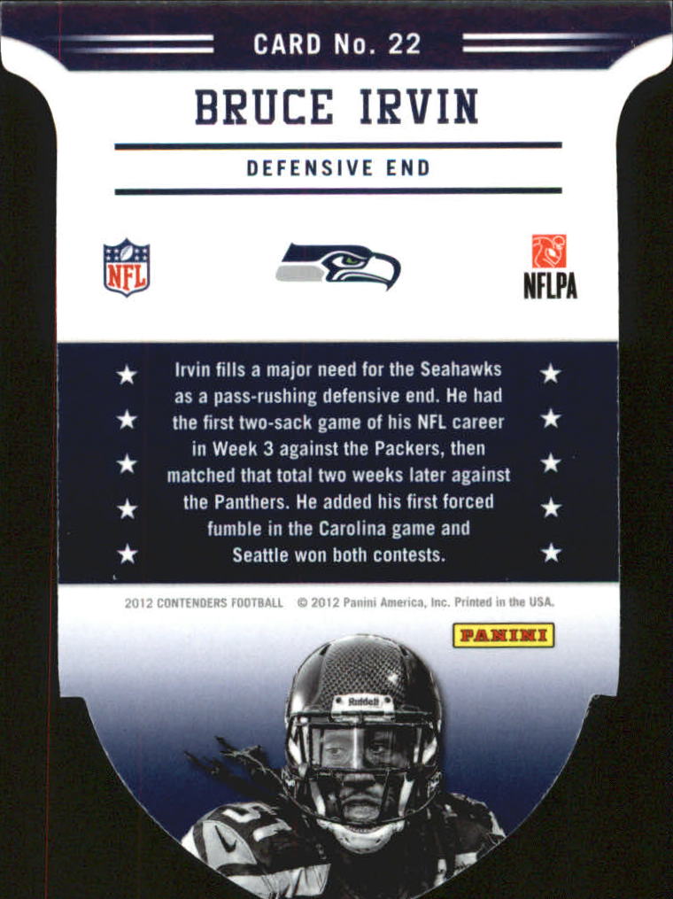 2012 Panini Contenders ROY Contenders #22 Bruce Irvin back image