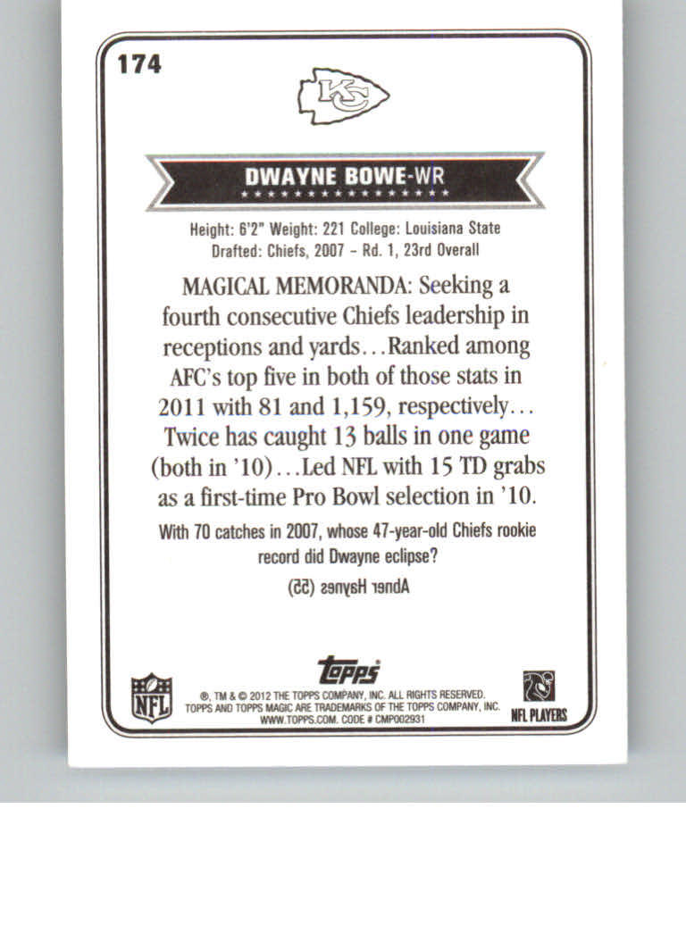2012 Topps Magic Mini #174 Dwayne Bowe back image