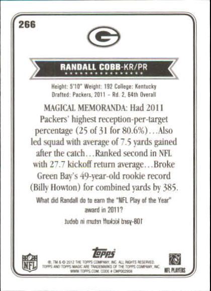 2012 Topps Magic Mini #266 Randall Cobb back image