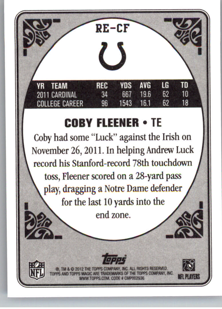 2012 Topps Magic Rookie Enchantment #RECF Coby Fleener back image