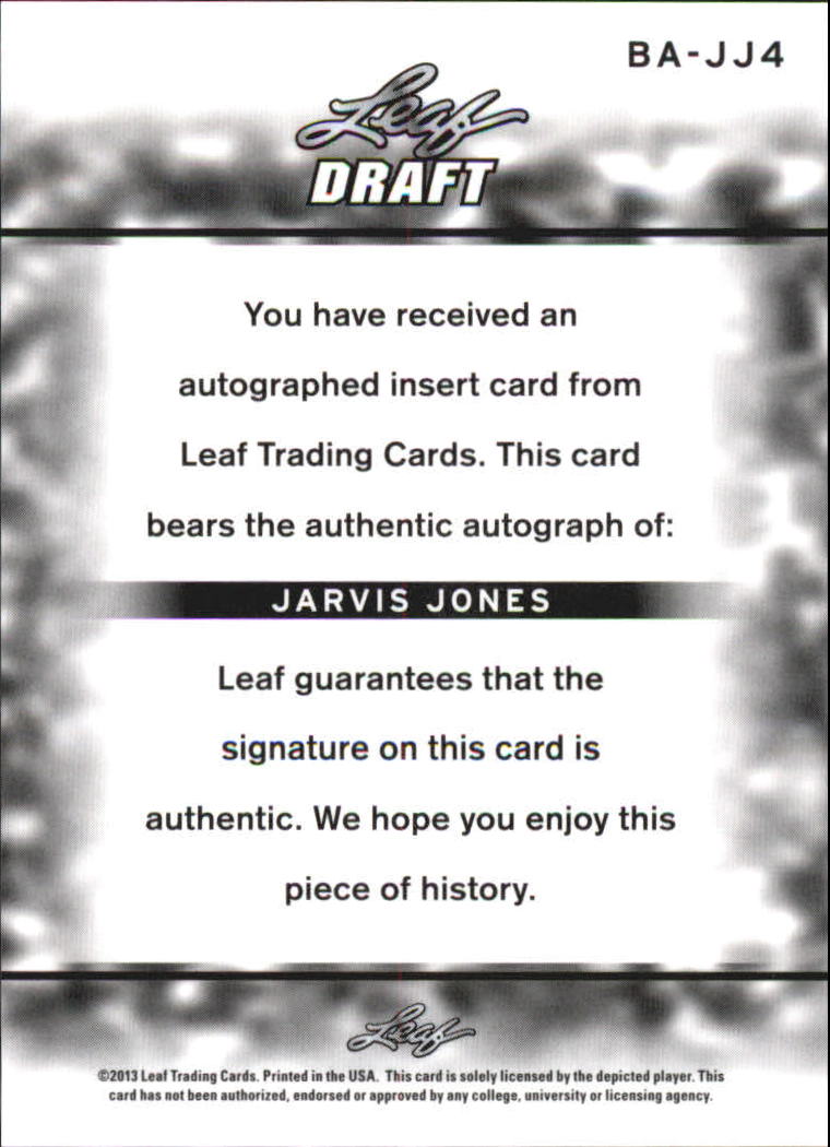 2013 Leaf Metal Draft #BAJJ4 Jarvis Jones SP back image
