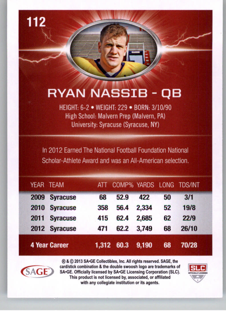 B0895- 2013 SAGE HIT Football Cards 1-150 +Inserts -You Pick- 15+ FREE US SHIP - Picture 201 of 267