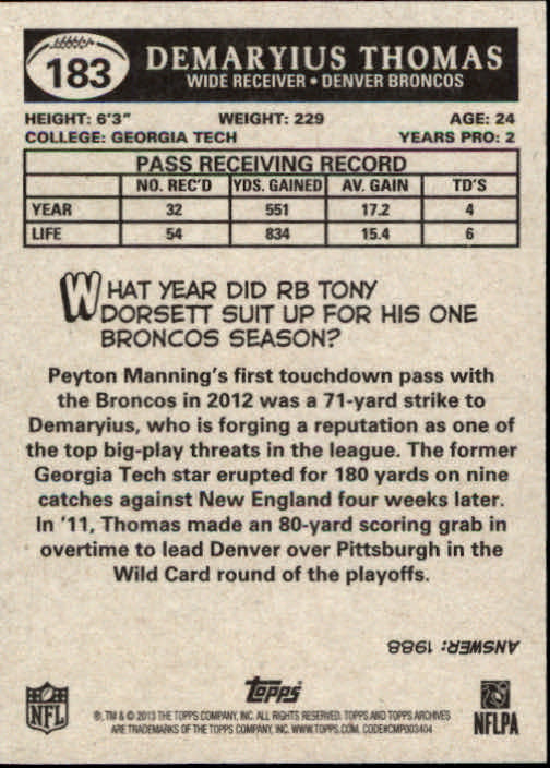 A6330- 2013 Topps Archives FB Cards 1-240 +Inserts -You Pick- 15+ FREE US SHIP - Picture 237 of 265