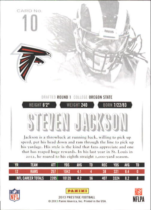 2013 Prestige #10 Steven Jackson back image