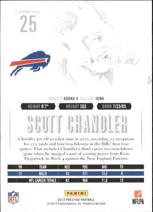 2013 Prestige #25 Scott Chandler back image