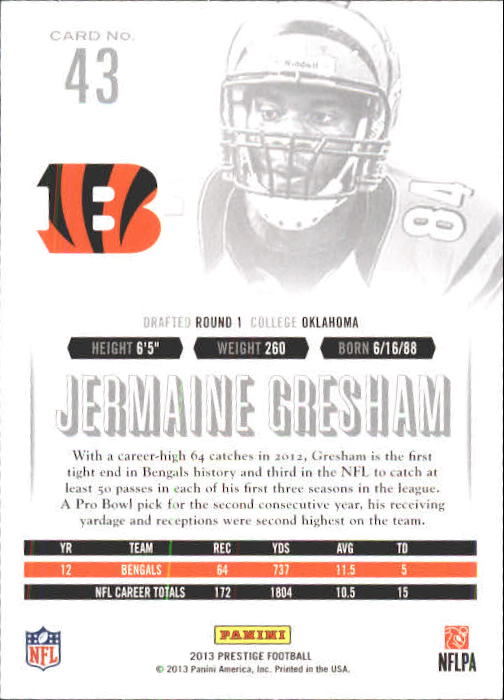 2013 Prestige #43 Jermaine Gresham back image
