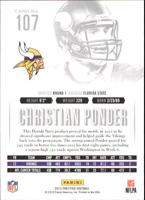 A6789- 2013 Prestige Football Cards 1-200 +Rookies -You Pick- 15+ FREE US SHIP - Picture 211 of 391