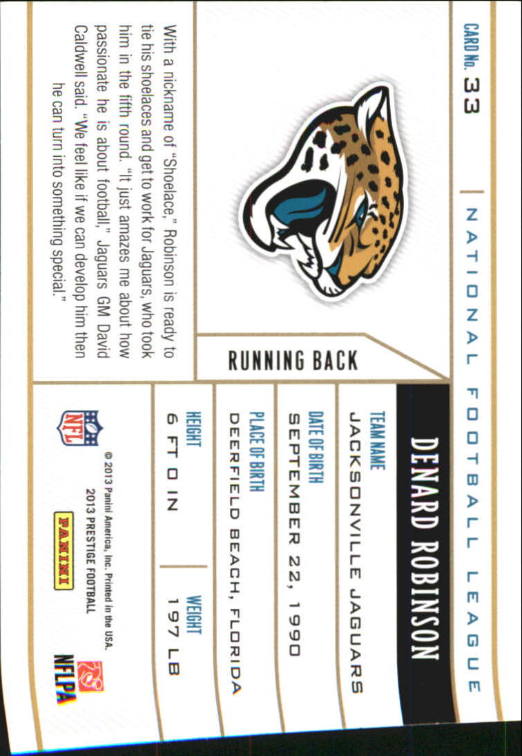 2013 Prestige NFL Draft Tickets #33 Denard Robinson back image