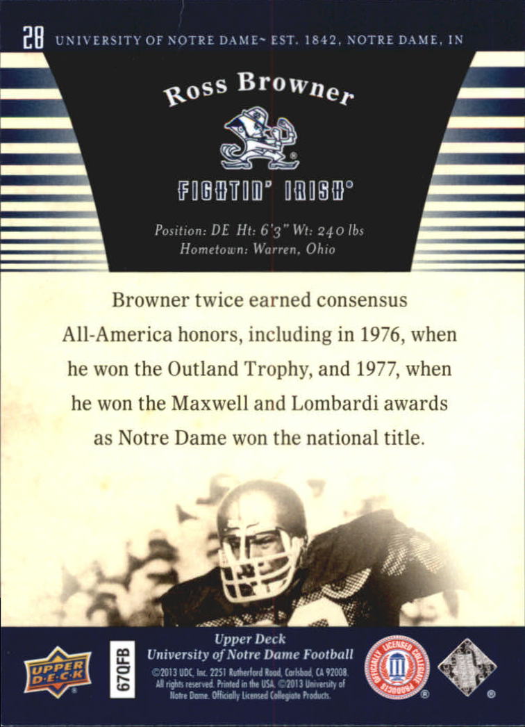 2013 Upper Deck Notre Dame #28 Ross Browner
