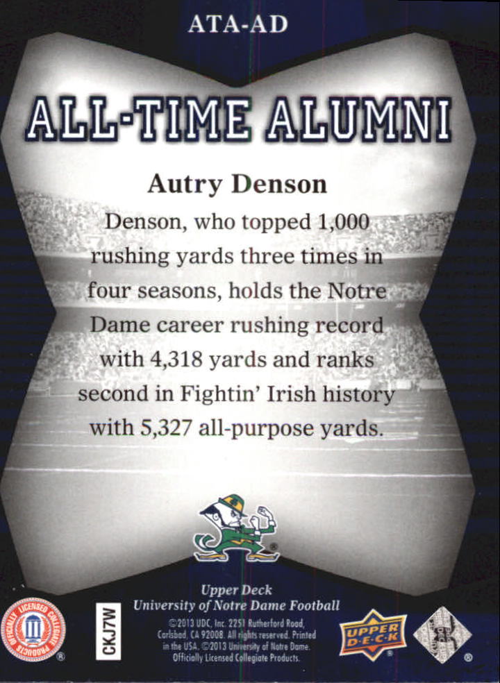 2013 Upper Deck Notre Dame All Time Alumni Football Card Pick (Inserts) - Bild 3 von 91