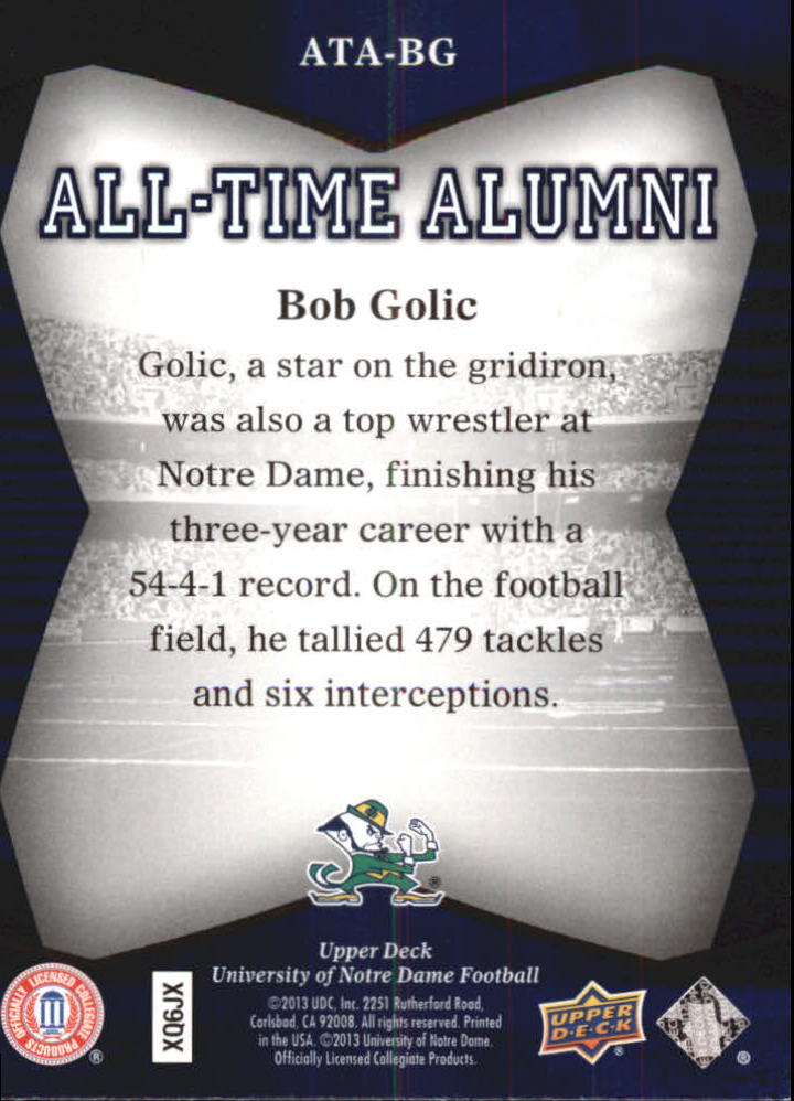 2013 Upper Deck Notre Dame All Time Alumni Football Card Pick (Inserts) - Bild 7 von 91
