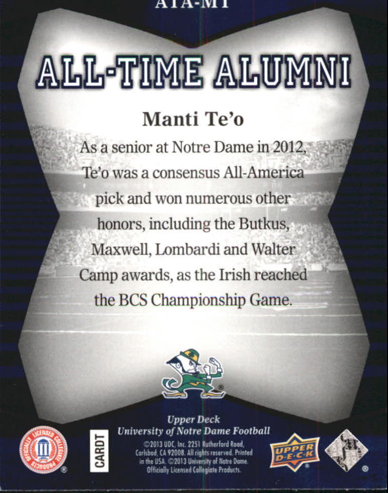 2013 Upper Deck Notre Dame All Time Alumni Football Card Pick (Inserts) - Bild 37 von 91
