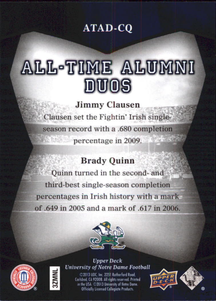 2013 Upper Deck Notre Dame All Time Alumni Football Card Pick (Inserts) - Bild 67 von 91