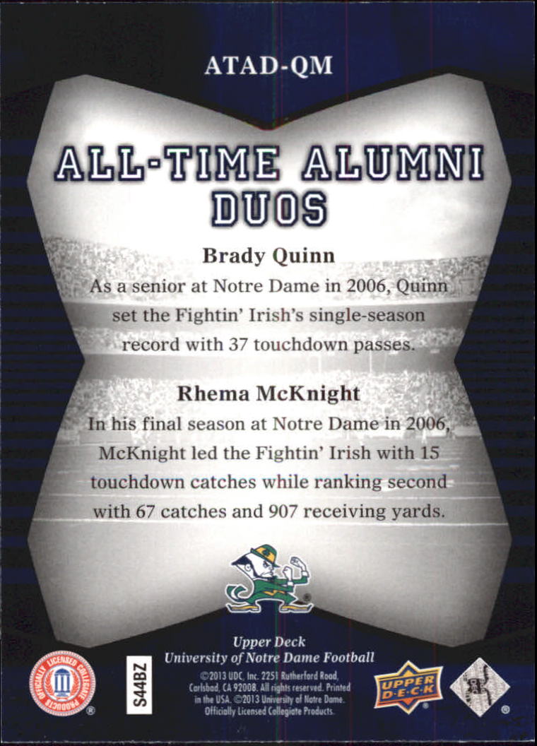 2013 Upper Deck Notre Dame All Time Alumni Football Card Pick (Inserts) - Bild 77 von 91