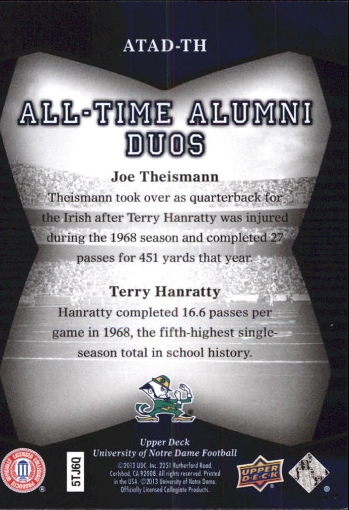 2013 Upper Deck Notre Dame All Time Alumni Football Card Pick (Inserts) - Bild 81 von 91