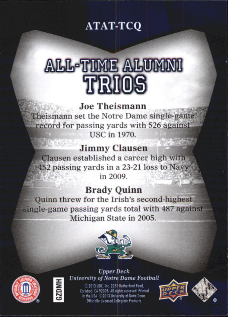 2013 Upper Deck Notre Dame All Time Alumni Football Card Pick (Inserts) - Bild 91 von 91