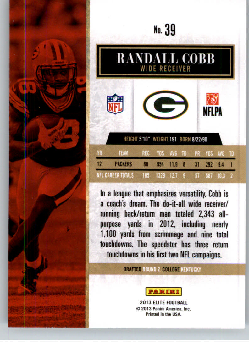 2013 Elite #39 Randall Cobb back image