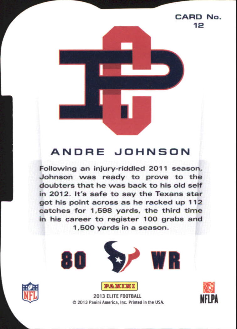 2013 Elite Primary Colors Silver #12 Andre Johnson back image