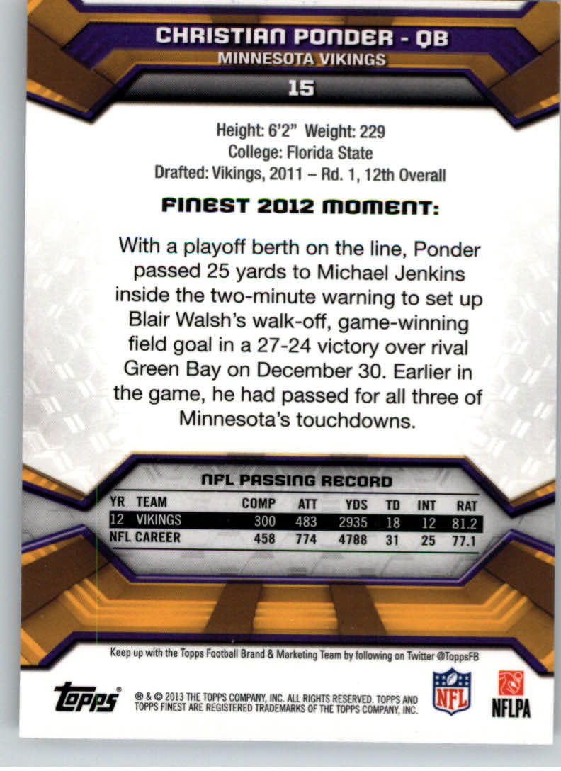 2013 Finest Football (Pick Card From List) C148 09-24