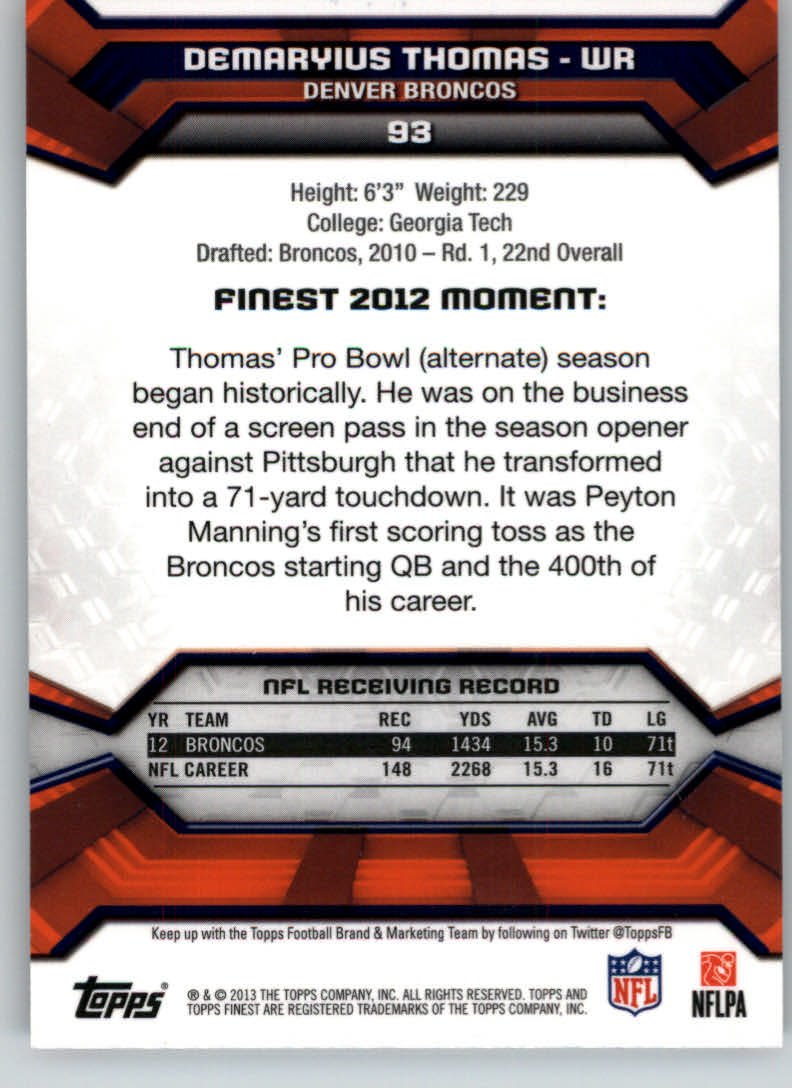 2013 Finest Football (Pick Card From List) C148 09-24