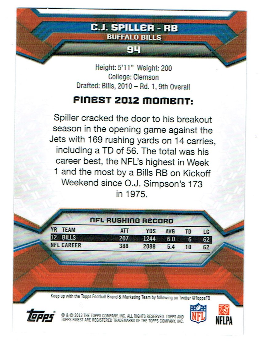 2013 Finest Football (Pick Card From List) C148 09-24