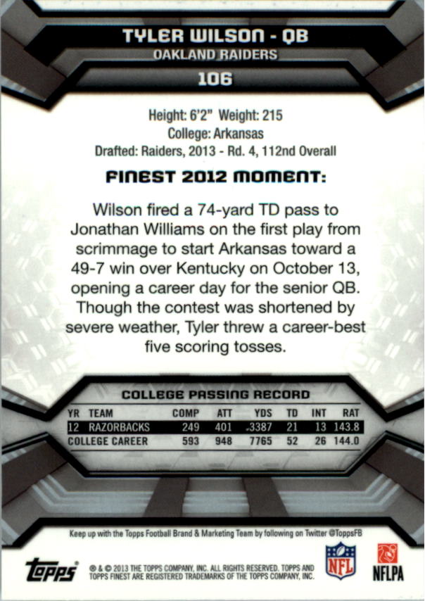 2013 Finest Football (Pick Card From List) C148 09-24