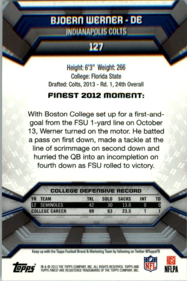 2013 Finest Football (Pick Card From List) C148 09-24