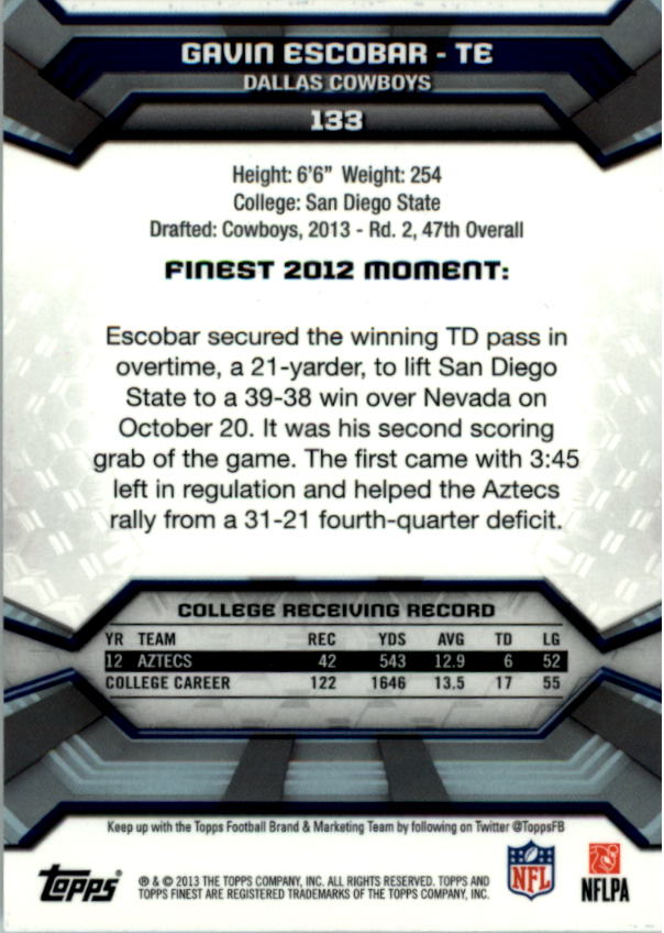 2013 Finest Football (Pick Card From List) C148 09-24