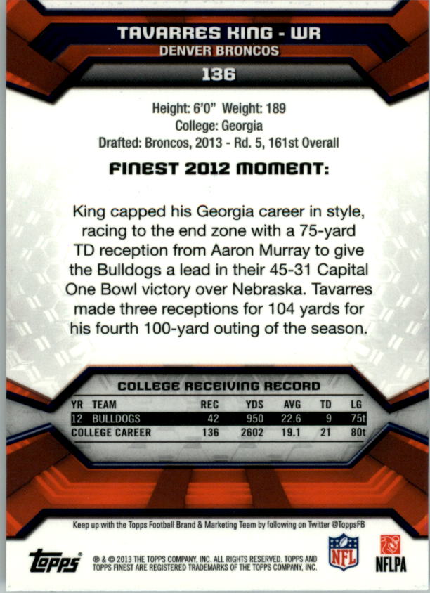 2013 Finest Football (Pick Card From List) C148 09-24