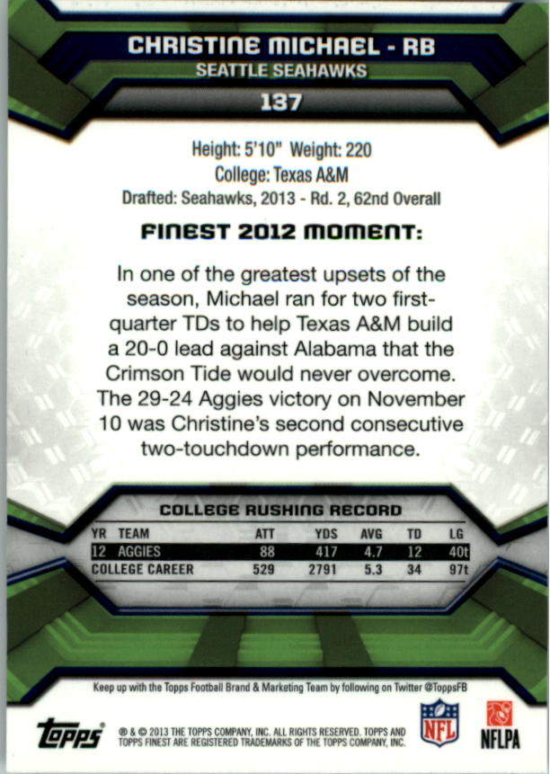 2013 Finest Football (Pick Card From List) C148 09-24